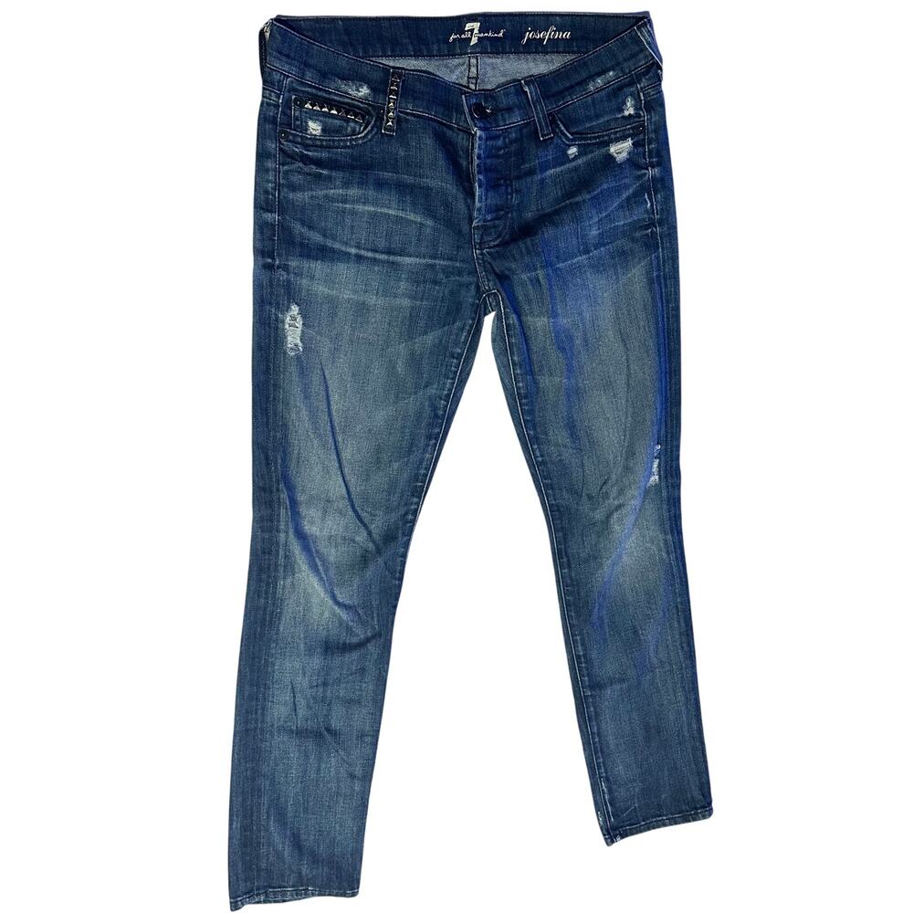 7 For All Mankind Jeans Womens Size 25 Josefina Skinny Boyfriend Button Fly chic
